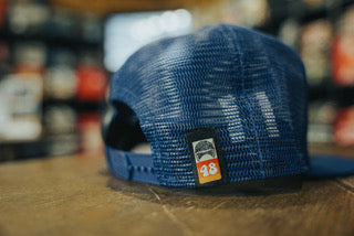 Ride fast. Live slow. Snapback Hat Royal Blue.
