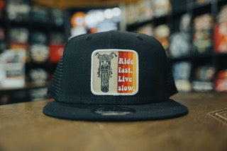 Ride fast. Live slow. Snapback Hat Black